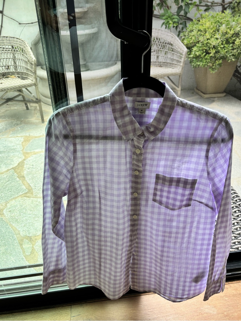 J.Crew Lavender Gingham Button-Up Shirt - Women
